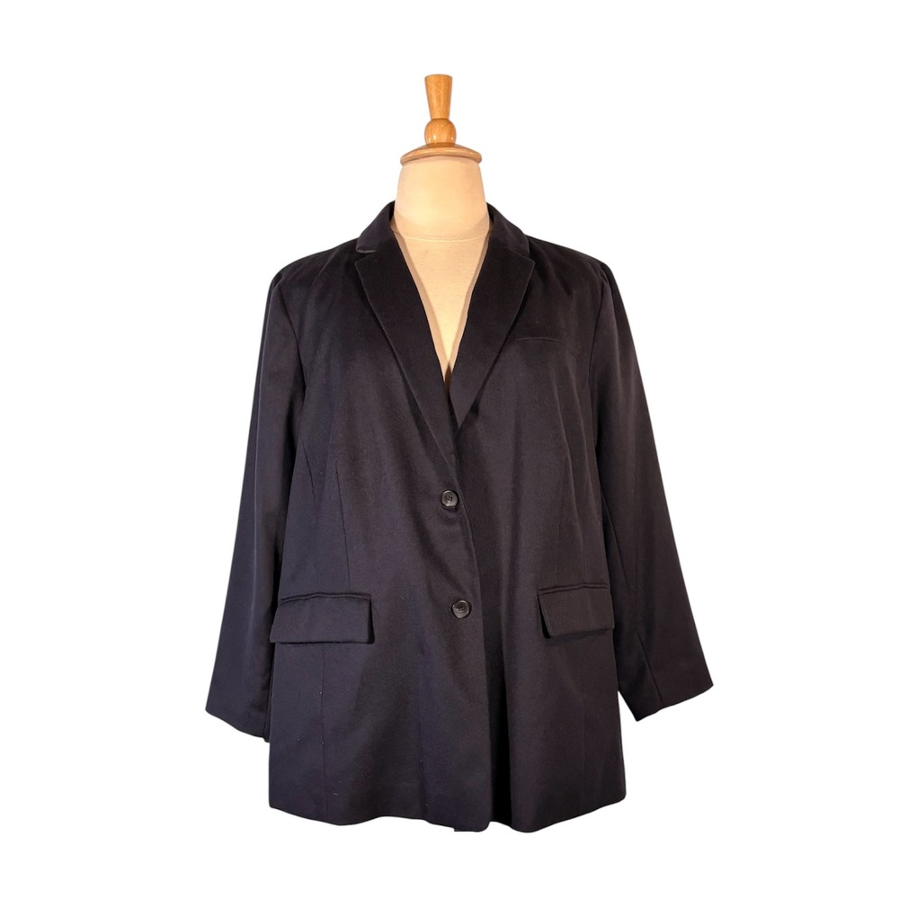 Talbots Navy Wool Blend Blazer Women's 24W‎ NWOT Preppy Classic  Dark Academia